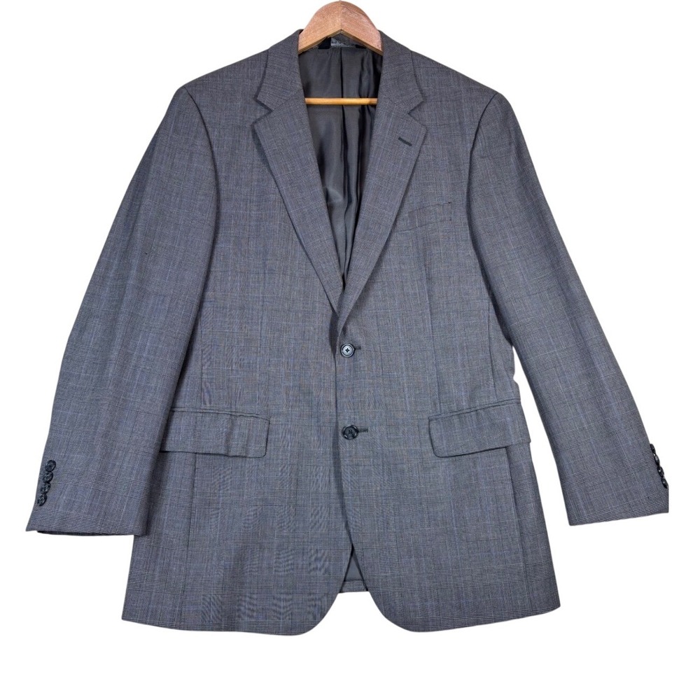 Jos A Bank Mens Grey Glen Plaid 100%‎ Wool 2-Button Blazer Sport Coat Size 40R